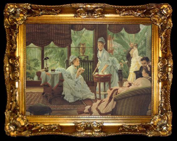 framed  James Tissot In The Conservatory (Rivals) (nn01), ta009-2